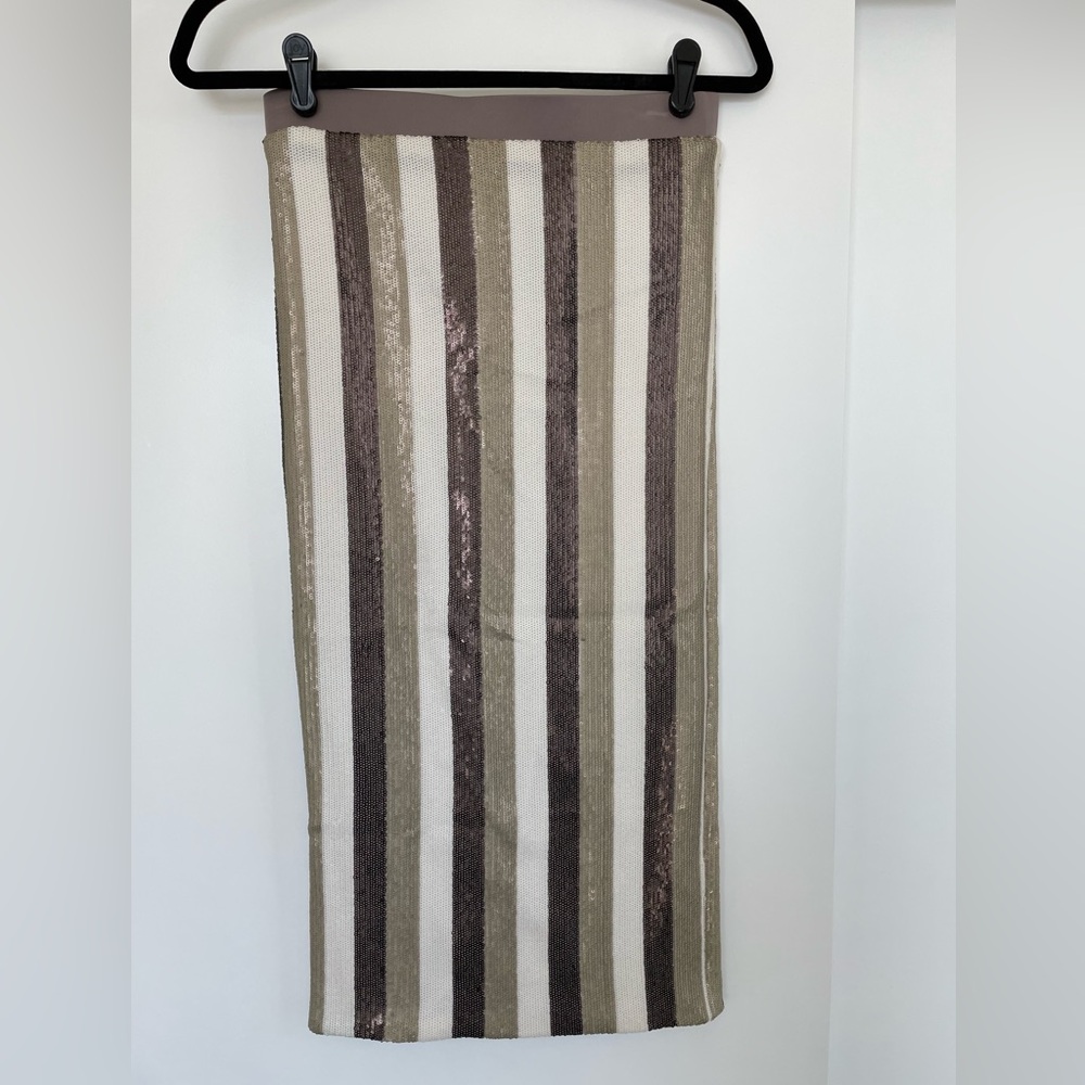 Le Superbe beach stripe sequin pencil skirt